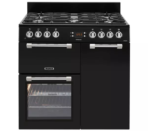 Leisure Cookmaster CK90G232K 90cm Gas Range Cooker with Electric Fan Oven - Black - A+/A Rated