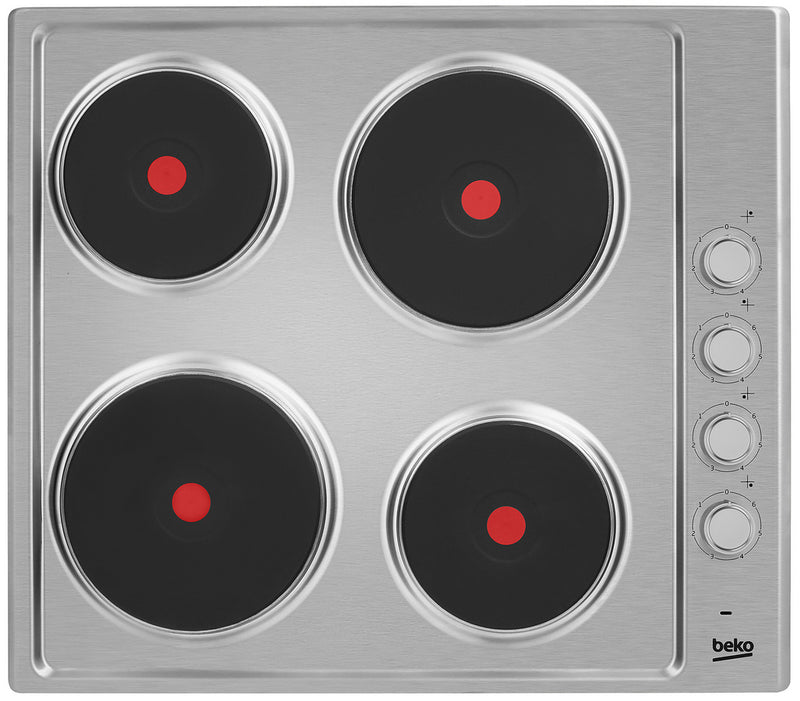 Beko HIZE64101X 58cm 4 Zone Solid Plate Hob - Stainless Steel