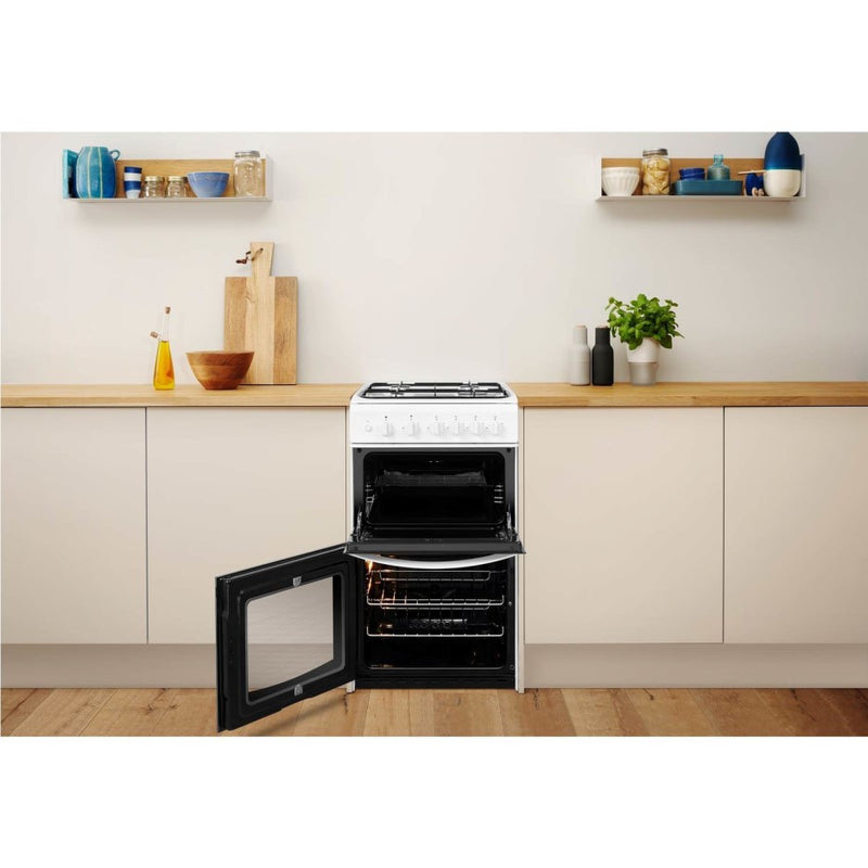 Indesit ID5G00KMW 50cm Double Cavity Natural Gas Cooker - White