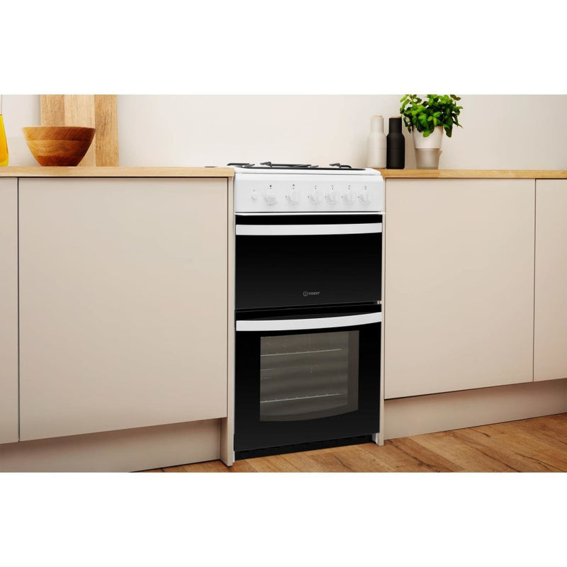 Indesit ID5G00KMW 50cm Double Cavity Natural Gas Cooker - White